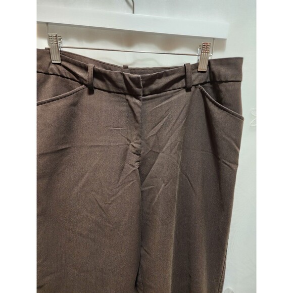 WORTHINGTON WOMENS 12 PETITE BROWN PANTS BUSINESS MODERN FIT WIDE LEG WORK SOLID - Picture 4 of 13